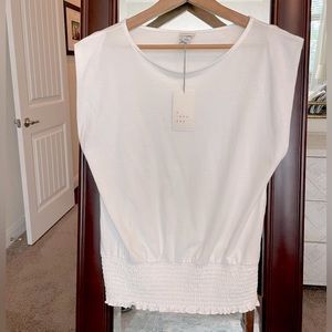 NWT - A New Day Tee with ruching at waist - White - size S